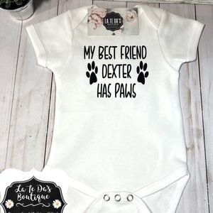 My Best Friend Has Paws Baby Bodysuit-Baby Shower-NWT